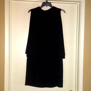 Black Slim fit dress with float cape top